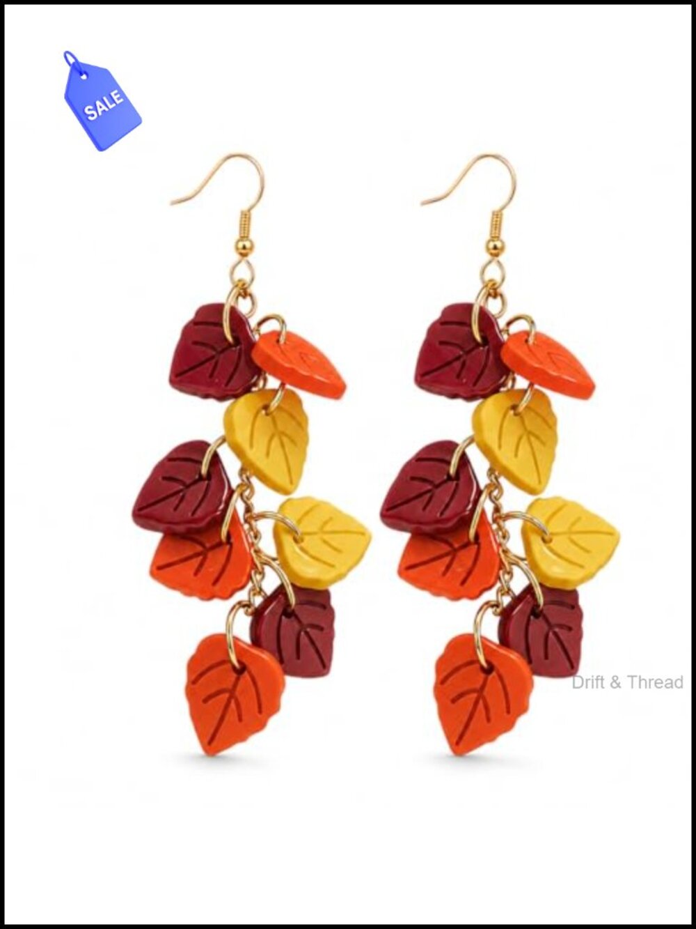 Leaf Dangle Earrings with French Hook, Fall Thanksgiving Jewelry